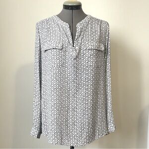 Dalia Long Sleeve Top - Black and White Pattern